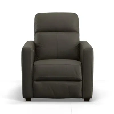 Flexsteel Broadway 34" Leather Power Club Recliner In Shale Leather Match