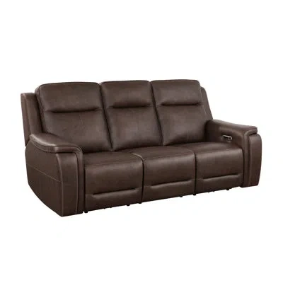 Flexsteel Brooks Italian Leather Power Reclining Sofa With Power Headrests And Power Lumbar In Brown