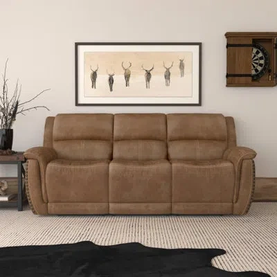 Flexsteel Bryce Power Reclining Sofa With Power Headrest In Tan