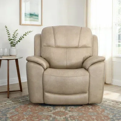 Flexsteel Cooper Power Recliner With Power Headrest & Lumbar In Cream Genuine Leather