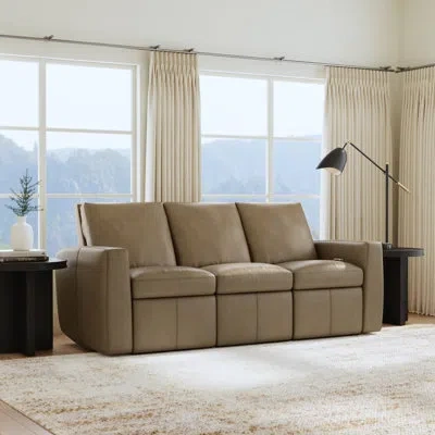Flexsteel Elara Power Reclining Sofa In Brown Top Grain Leather