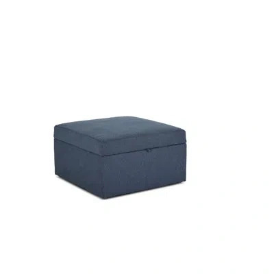 Flexsteel Flex 31" Wide Square Storage Ottoman In Blue Polyester Blend