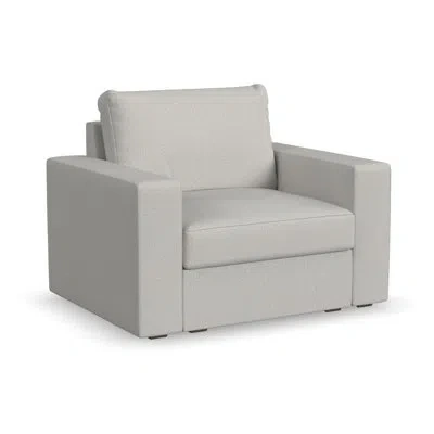 Flexsteel Flex 49" Polyester Modular Wide Arm Armchair In Flex Gray Polyester Blend