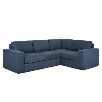 Flexsteel Flex Upholstered Modular Wide Arm 4-seat Sectional In Blue