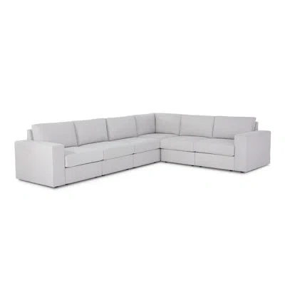 Flexsteel Flex Upholstered Modular Wide Arm 6-seat Sectional In Frost Light Gray