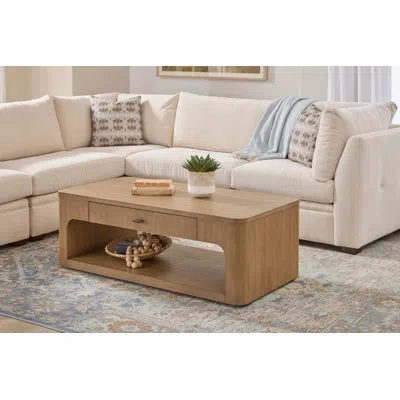 Flexsteel Haven Rectangular Coffee Table With Casters In Brown