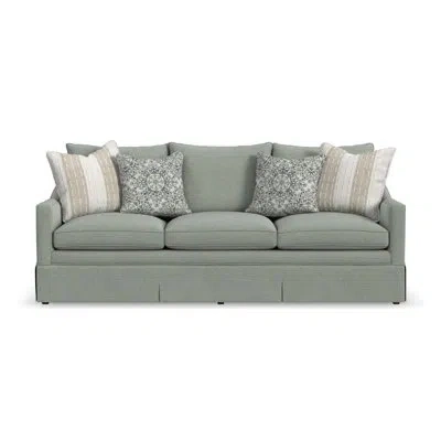 Flexsteel Helena 98 Inch Skirtted Sofa In Aqua Blue