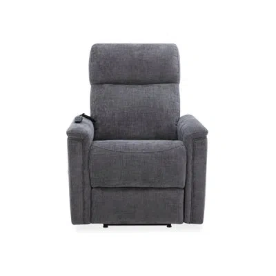 Flexsteel Laken Petite Power Lift Recliner With Power Headrest, Lumbar, Heat & Massage In Shadow Polyester