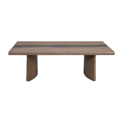 Flexsteel Lenora Rectangular Coffee Table With Two Ottomans In Brown;medium Wood
