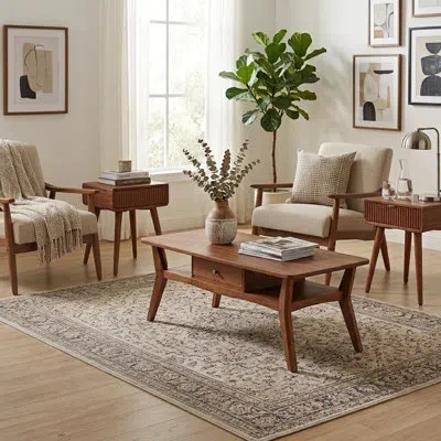 Flexsteel Ludwig 3-piece Living Room Table Set In Medium Wood