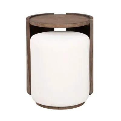 Flexsteel Lyra End Table With Pouf In Brown;medium Wood;brown Wood