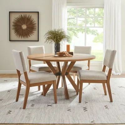 Flexsteel Millwork 5 Piece Round Dining Set In Brown