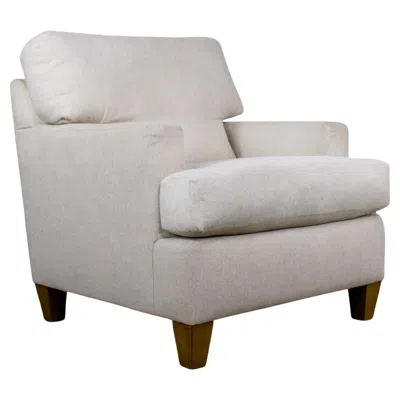 Pre-owned Flexsteel Modern Lloyd Club Or Accent Chair By  Upholstered W/beige Tweed Fabric In Brown