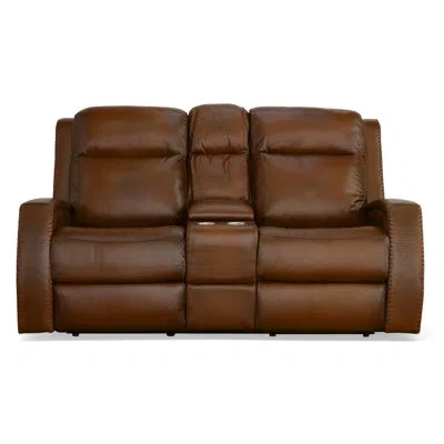 Flexsteel Mustang 73" Leather Loveseat In Brown