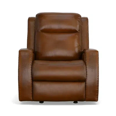 Flexsteel Mustang Leather Power Recliner In Brown