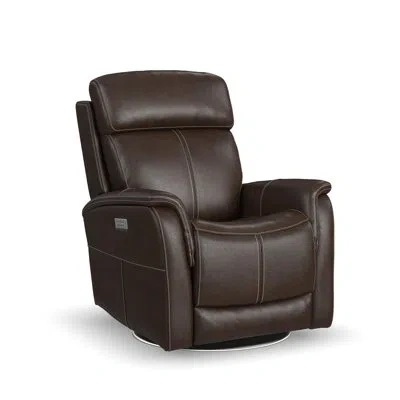 Flexsteel Panorama Leather Swivel Power Recliner In Brown