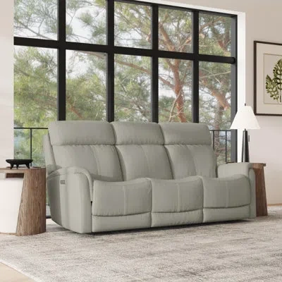 Flexsteel Panorama Reclining Sofa With Console, Power Headrests & Lumbar In Dove Gray
