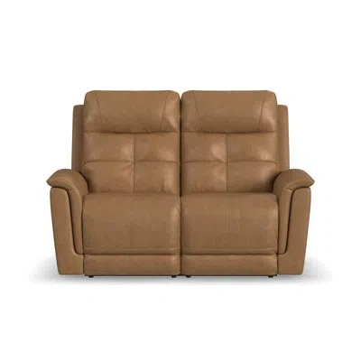 Flexsteel Ranger Power Reclining Loveseat With Power Headrests, Lumbar, Heat, Massage In Brown