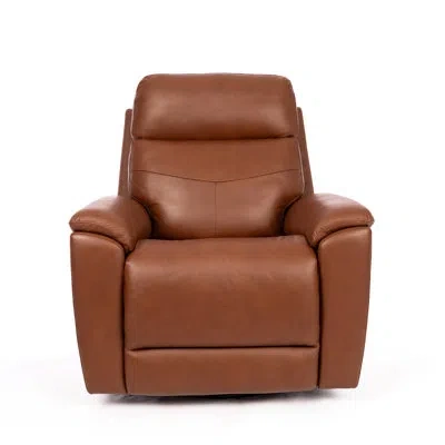 Flexsteel Rex Swivel Gliding Recliner With Headrest & Lumbar In Brown