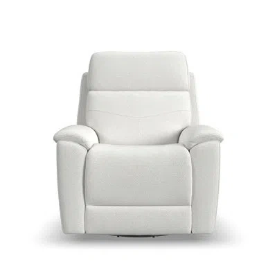 Flexsteel Rex Swivel Gliding Recliner With Power Headrest & Lumbar In White