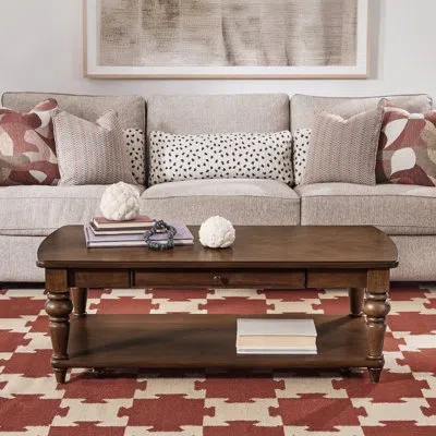 Flexsteel Riverstone Rectangular Coffee Table With Casters In Brown