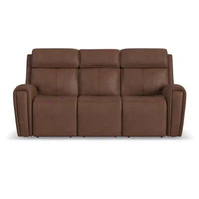 Flexsteel Sullivan Power Reclining Sofa With Console, Power Headrests & Lumbar In Brown