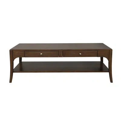 Flexsteel Sylvie Rectangular Coffee Table In Brown;dark Brown Wood;brown Wood