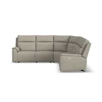 Flexsteel Titus 5 Seat Sectional With Console In Gray Polyurethane