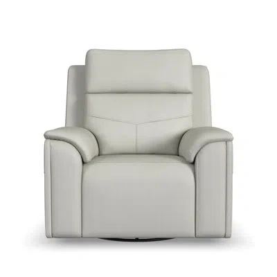 Flexsteel Titus Swivel Gliding Recliner With Power Headrest, Lumbar, Heat & Massage In Gray