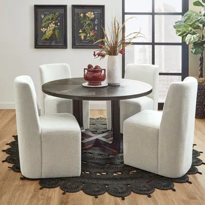 Flexsteel Waterfall 5 Piece Round Dining Set In Black