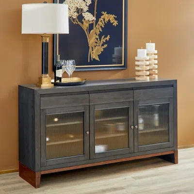 Flexsteel Waterfall Buffet In Black;brown