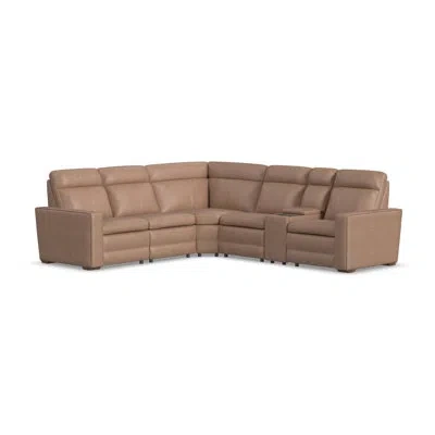Flexsteel Windsor 5 Seat Sectional With Console In Tan