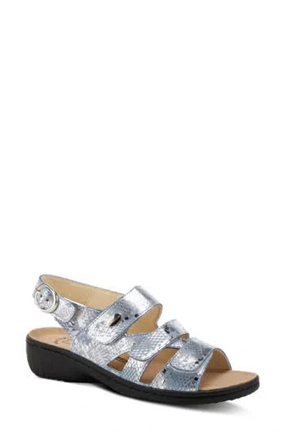 Flexus By Spring Step Acamar Snakeskin Print Slingback Sandal In Blue Multi