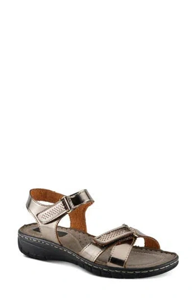 Flexus By Spring Step Baia Metallic Sandal In Charcoal