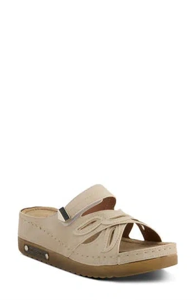 Flexus By Spring Step Cutout Slide Sandal In Beige