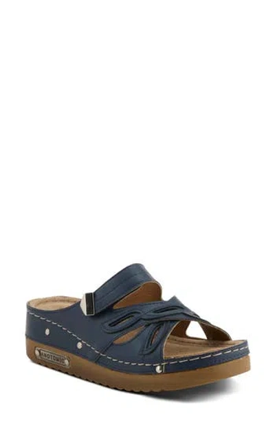 Flexus By Spring Step Cutout Slide Sandal In Navy