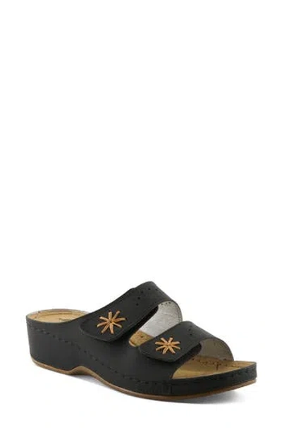 Flexus By Spring Step Double Strap Wedge Sandal In Black