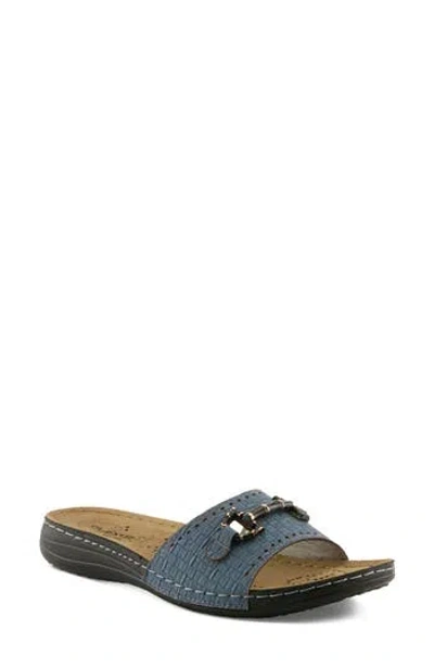 Flexus By Spring Step Enamel Bit Slide Sandal In Blue