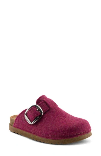 Flexus By Spring Step Giller Boiled Wool Clog In Burgundy