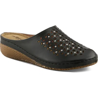 Flexus By Spring Step Laser-cut Mule In Black