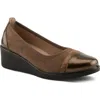 Flexus By Spring Step Macadi Cap Toe Platform Wedge Pump In Bronze Multi