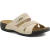 Flexus By Spring Step Perforated Slide Sandal In Beige