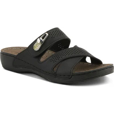 Flexus By Spring Step Perforated Slide Sandal In Black