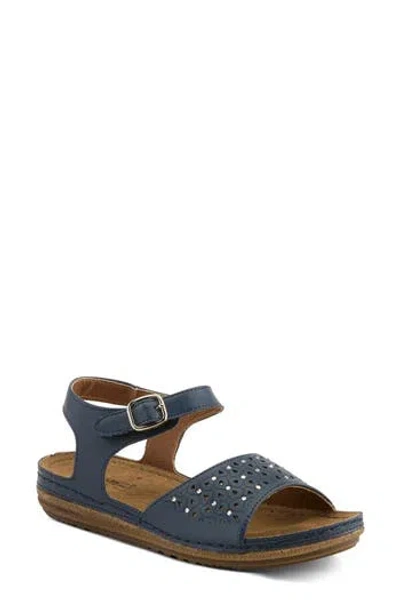 Flexus By Spring Step Perforated Strappy Sandal In Navy