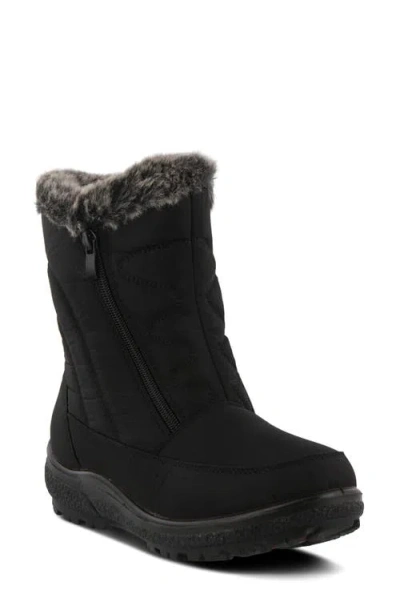 Flexus By Spring Step Persenia Waterproof Winter Boot In Black Faux Fur