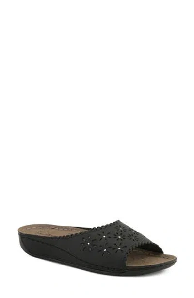 Flexus By Spring Step Rhinestone Lasercut Slide Sandal In Black