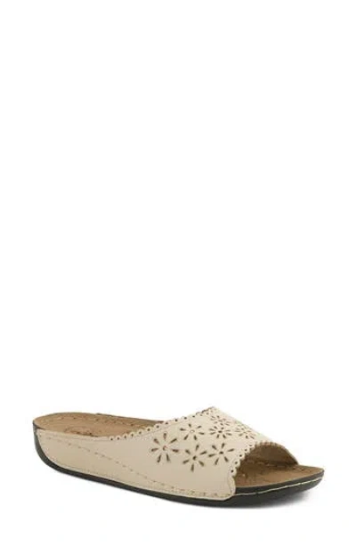 Flexus By Spring Step Rhinestone Lasercut Slide Sandal In Neutral
