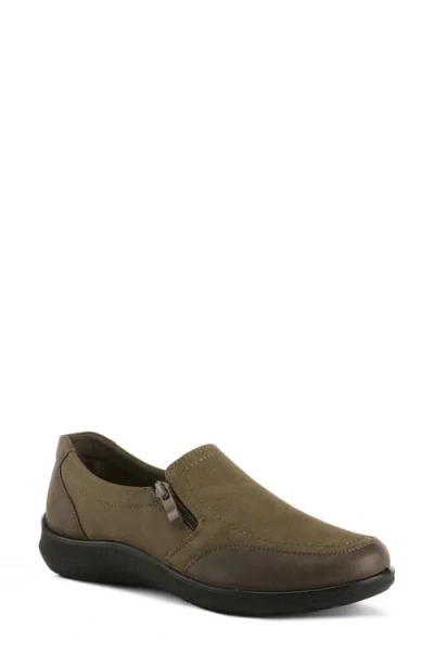 Flexus By Spring Step Rockland Zip Sneaker In Olive Multi