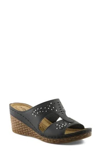 Flexus By Spring Step Wedge Sandal In Black
