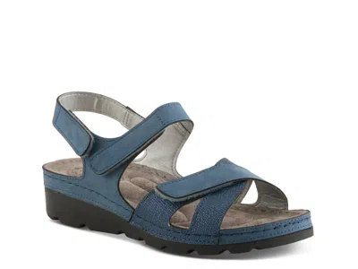 Flexus Orwell Wedge Sandal In Blue